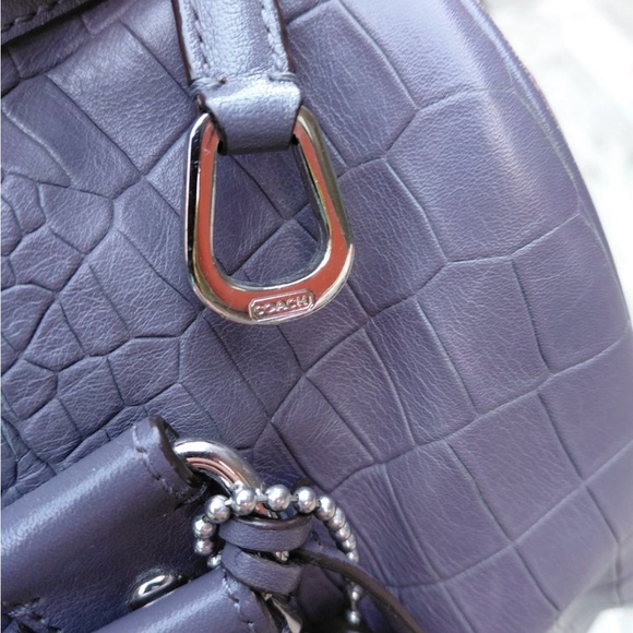 Coach Plum Croc-Embossed Shoulder Bag - Picture 14 of 14